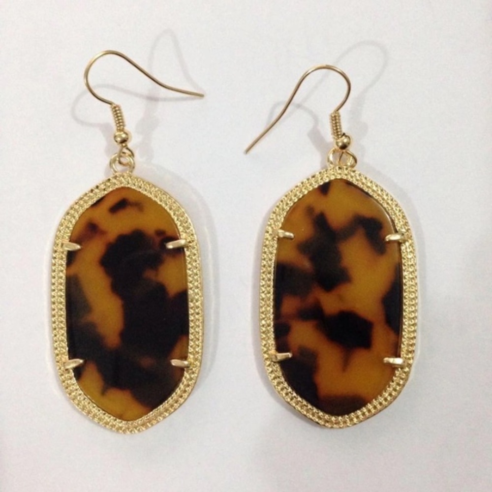 Tortoise leopard gold dangle earrings jewelry